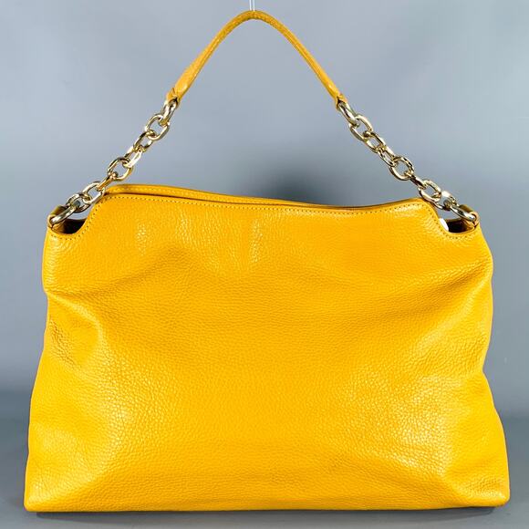 VERSACE COLLECTION Mustard Yellow Pebble Grain Leather Shoulder Bag - Picture 4 of 10